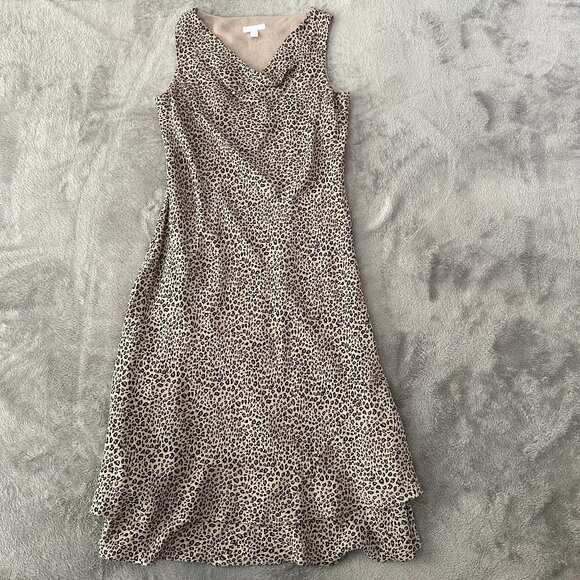 Vintage 90s Y2K Charter Club 100% Silk Animal Print Slip Dress 6 P Draped Neck - Picture 1 of 5